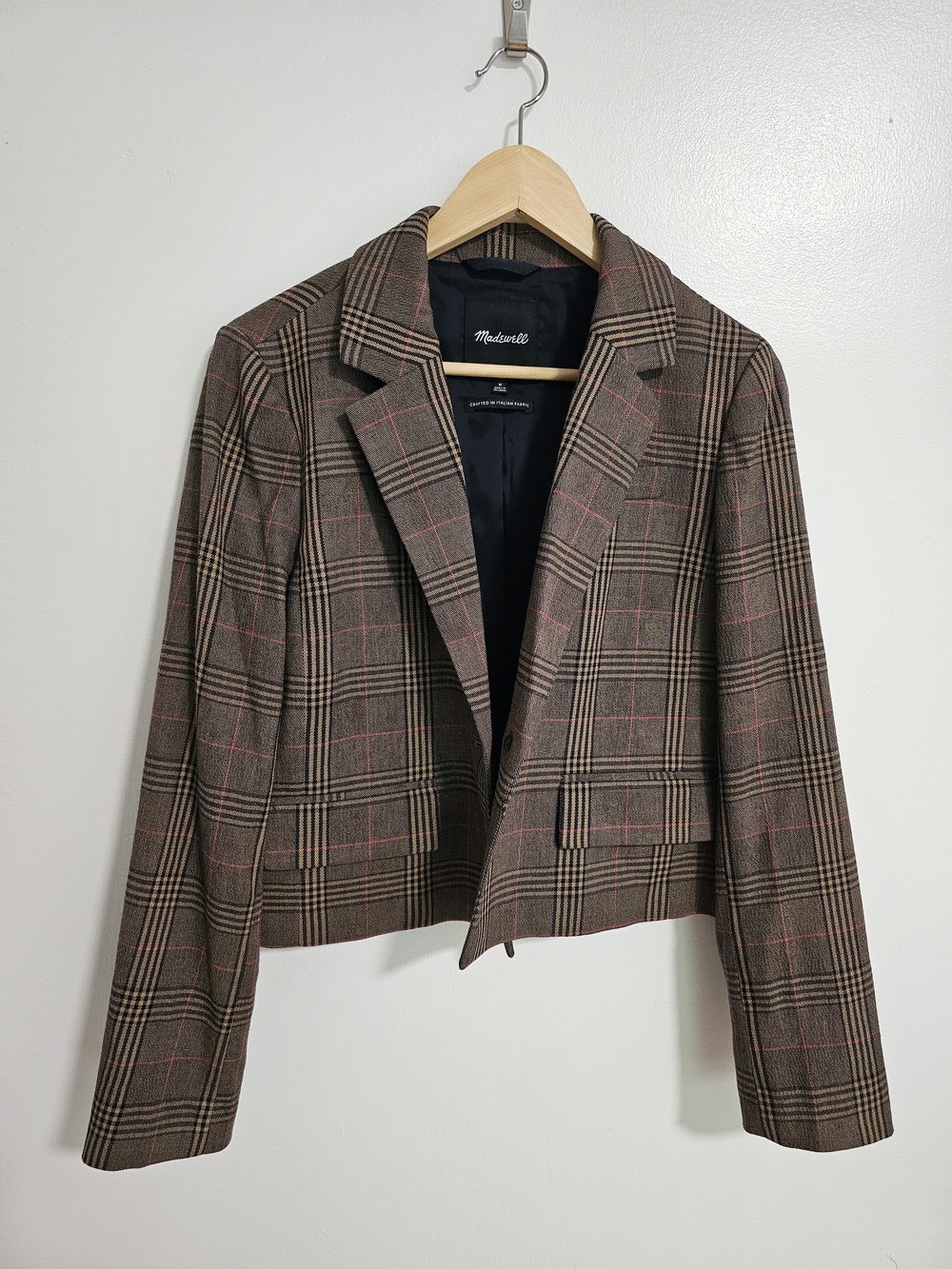 Madewell Plaid Blazer Brown & Pink Size Medium Like New